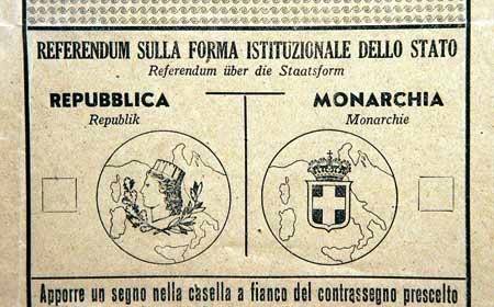Scheda per il referendum Repubblica/Monarchia.