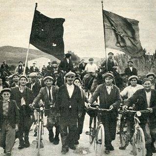 Manifestazione di braccianti nel 1949.