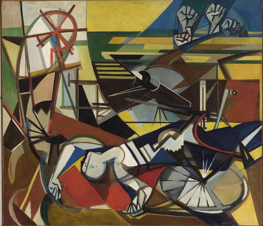 Bracciante ucciso, dipinto di Armando Pizzinato, 1949.
