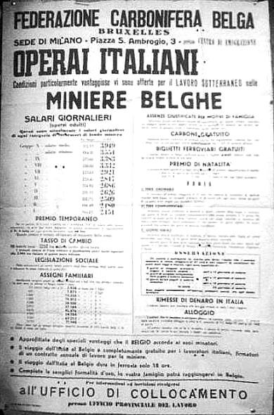 Con la nascita della CECA s'incentiva fortemente l'emigrazione dall'Italia verso le miniere del Belgio.