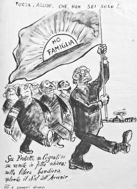 Vignetta di Guareschi su De Gasperi.
