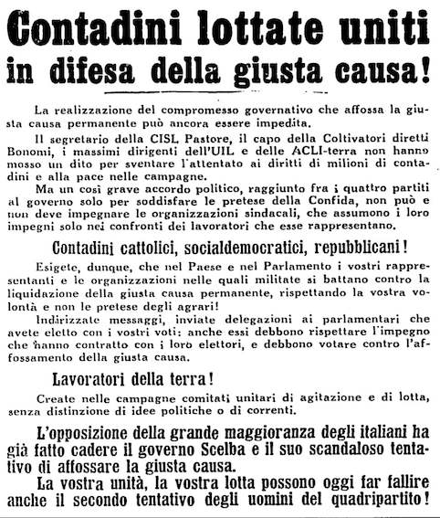 Locandina da l'Unità del 6/7/55.