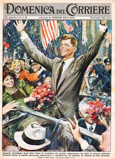 La vittoria di Kennedy nella copertina della Domenica del corriere.
