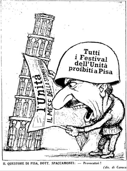Vignetta apparsa sull'Unità il 7/8/58.
