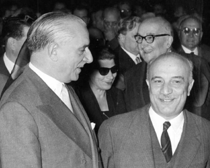 Pietro Campilli (a sinistra) con Amintore Fanfani.
