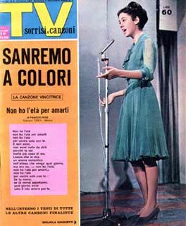 Gigliola Cinquetti, vincitrice del festival di Sanremo 1963, sulla copertina di un rotocalco.