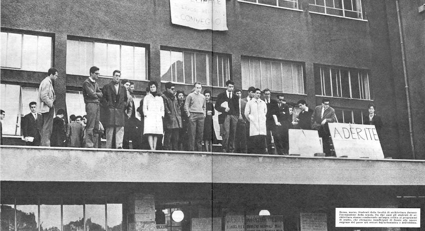 La Facoltà di Architettura di Roma occupata nel 1963.