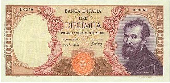 Il biglietto da 10.000 lire.