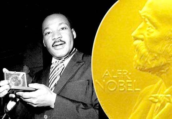 Martin Luther King alla consegna del Nobel per la pace.