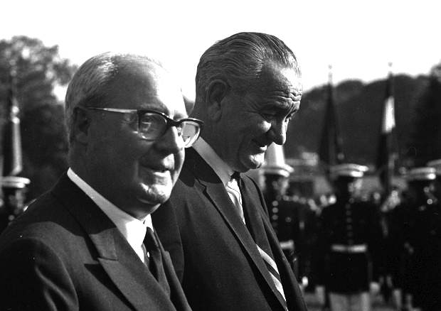 Il Presidente della Repubblica Saragat con il Presidente americano Johnson.