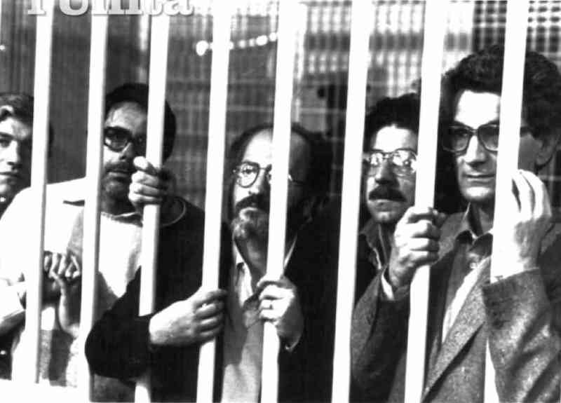 Toni Negri e altri imputati nel processo «7 aprlle» di Roma, da cui il 12 giugno 1984 uscirono con pesanti condanne.