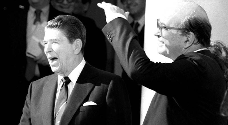 Craxi e Reagan durante l'incontro del 24 ottobre 1985 a New York.
