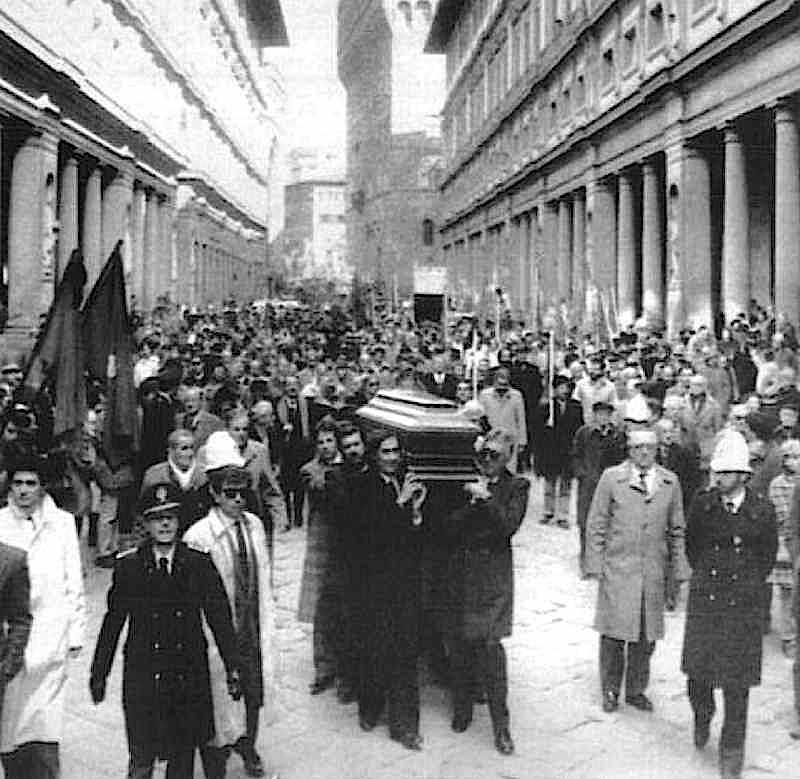 I funerali di Lando Conti, ex sindaco di Firenze, ucciso dalle Brigate rosse il 10 febbraio 1986.