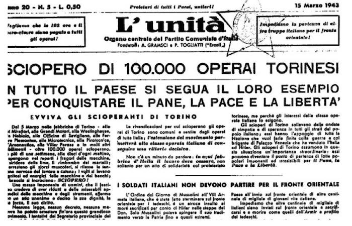 L'Unità sullo sciopero di Torino.