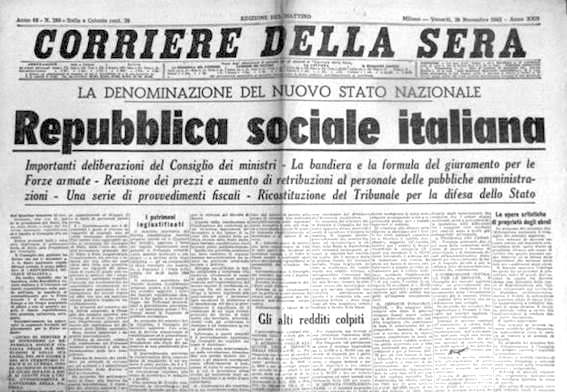 Mussolini crea la Repubblica sociale italiana.