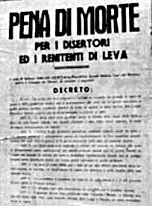 Bando della RSI con la condanna a morte per i renitenti alla leva.