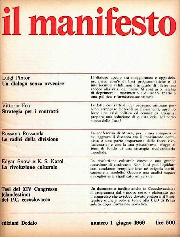 Il 1° numero della rivista mensile Il Manifesto.