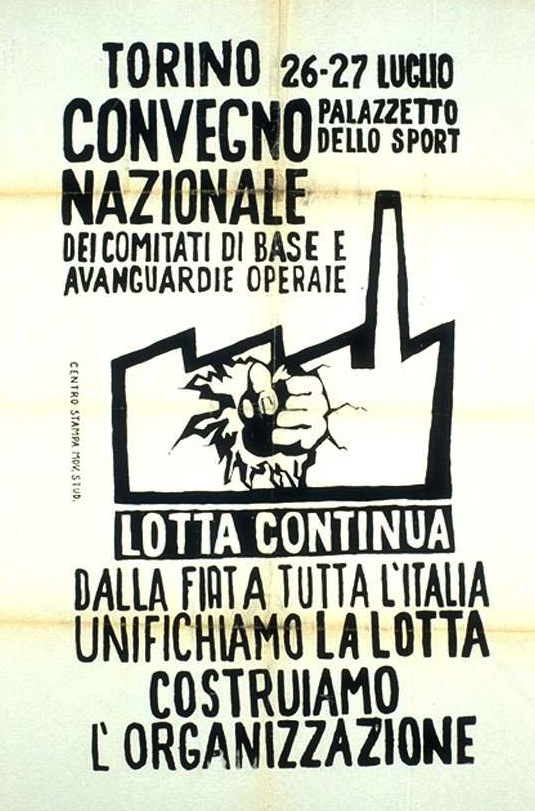 Manifesto per il convegno nazionale dei comitati di base a Torino del 26-27 luglio 1969.