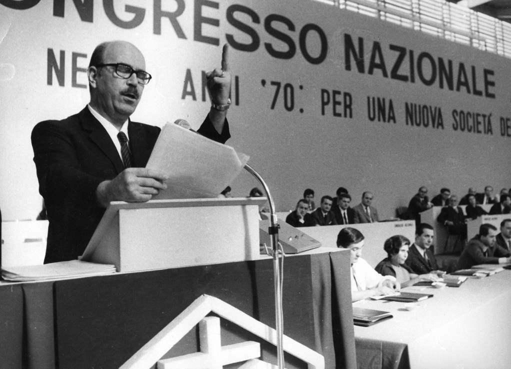 Livio Labor, presidente delle ACLI, all'XI congresso nazionale del 1969.