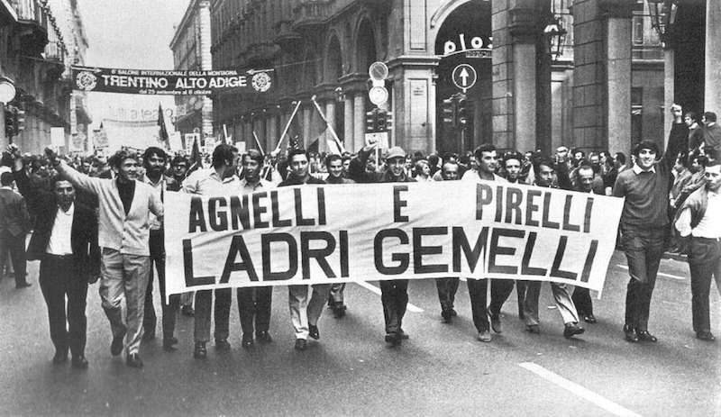 Corteo di metalmeccanici torinesi.