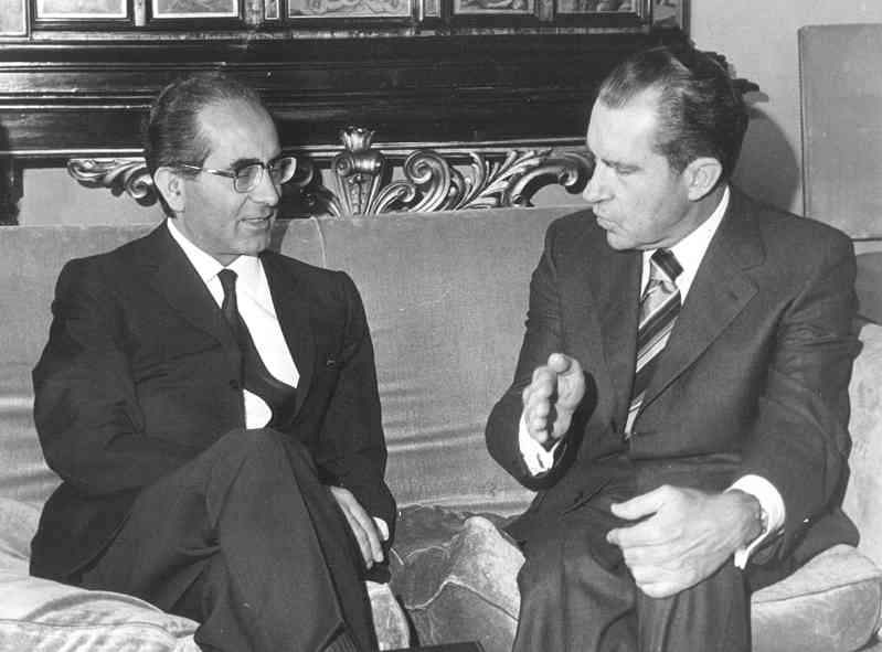 Nixon incontra Colombo durante la sua visita a Roma del settembre 1970.