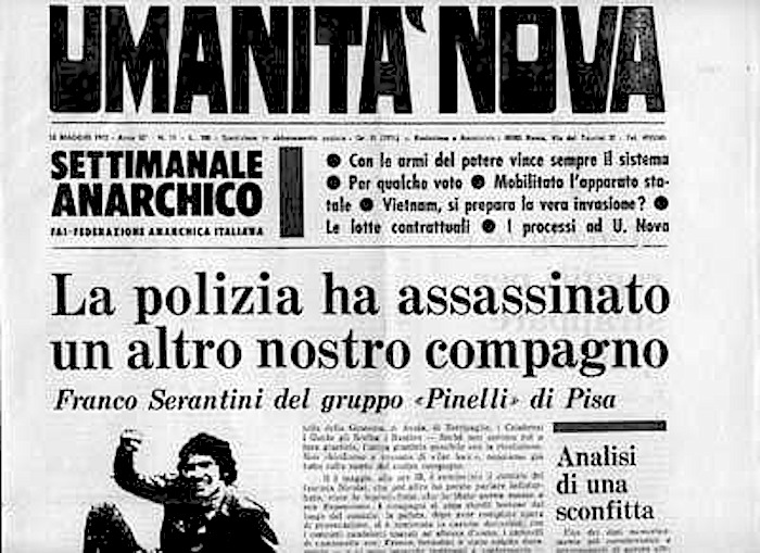 Il numero del giornale anarchico che denuncia l'assassinio di Serantini.