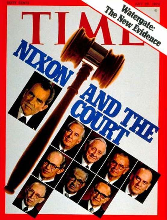 La copertina di Time dedicata allo scandalo Watergate che arriva al giudizio della Corte suprema statunitense.