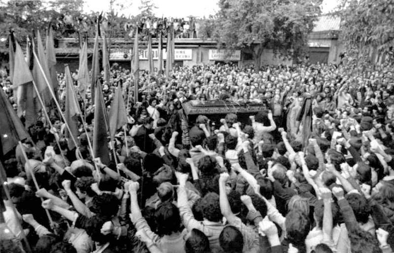 I funerali di Walter Rossi a Roma il 3 ottobre 1977.