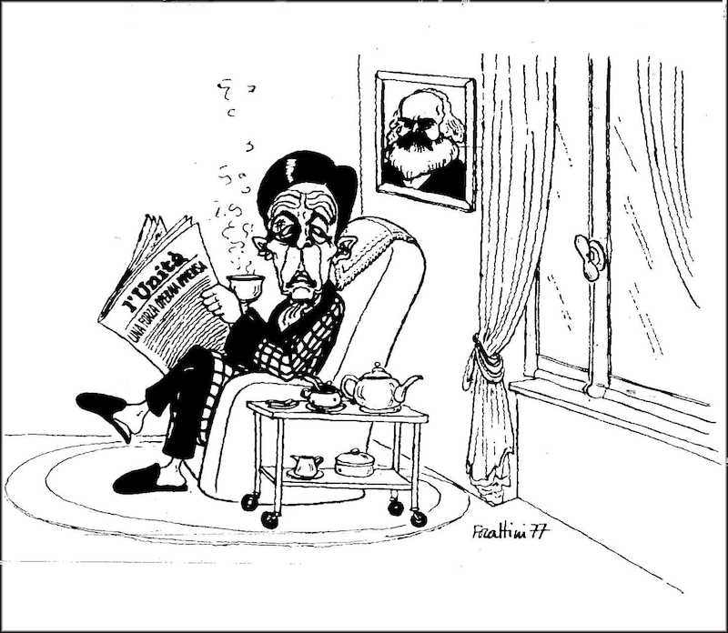 Vignetta di Forattini su Repubblica del 2 dicembre 1977.
