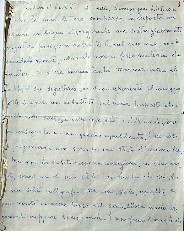 La lettera di Moro indirizzata al partito della Democrazia cristiana.