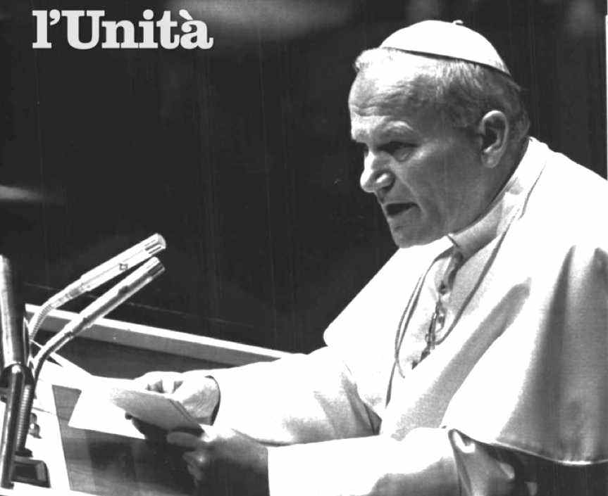 Papa Giovanni Paolo II, nel suo discorso davanti all'Assemblea generale dell'Onu il 2 ottobre 1979.