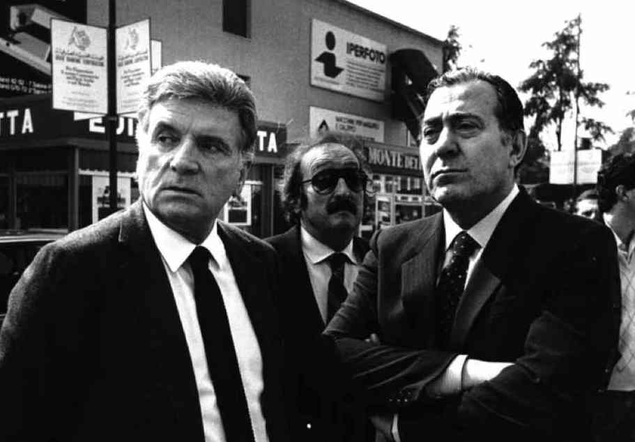 Sergio Zavoli (a sinistra), presidente Rai dal 12 giugno 1980, con Biagio Agnes, direttore generale della Rai dal 1982.