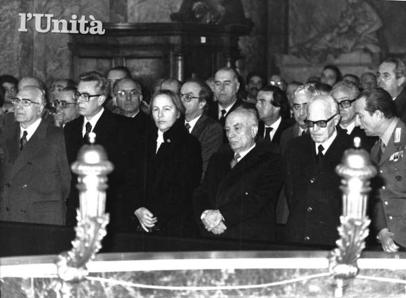 Le massime autorità dello Stato presenziano ai funerali per il gen. Galvaligi ucciso dalle Brigate rosse il 31 dicembre 1980.
