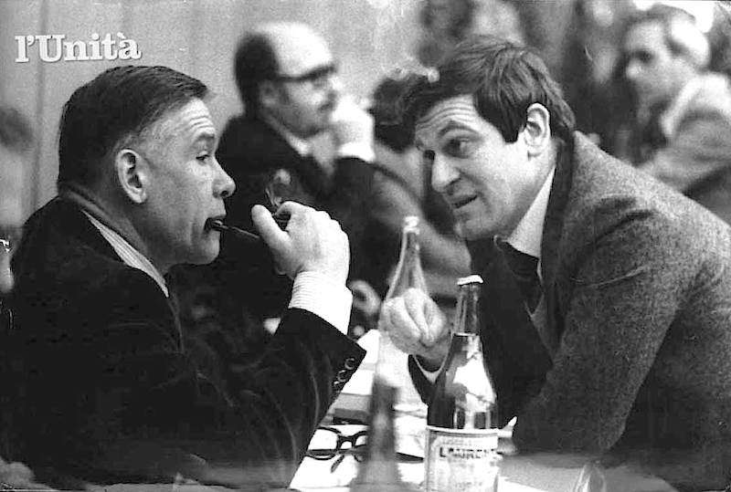 Bruno Trentin (a sinistra) e Giorgio Benvenuto, i due leader sindacali che animano la riflessione sul ruolo del sindacato dopo la sconfitta alla Fiat.
