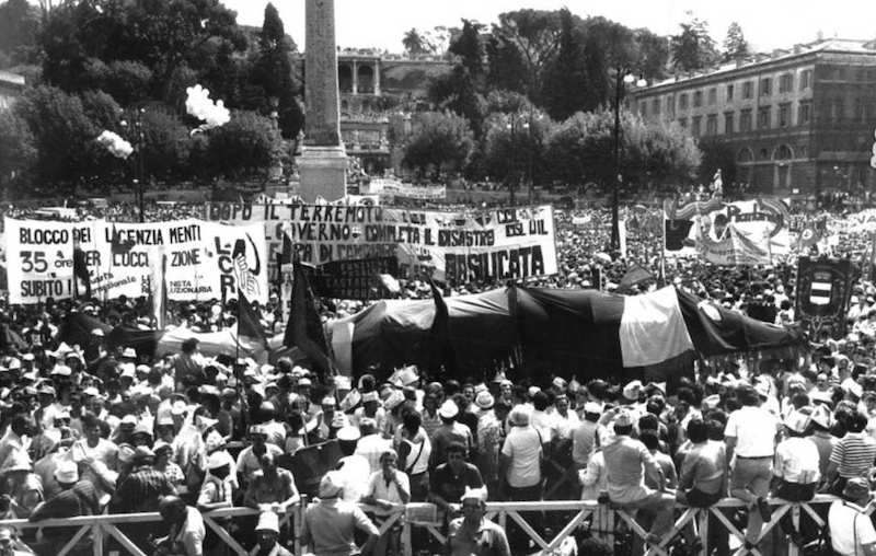 La manifestazione a Roma del 25 giugno 1982 per lo sciopero nazionale in difesa della scala mobile