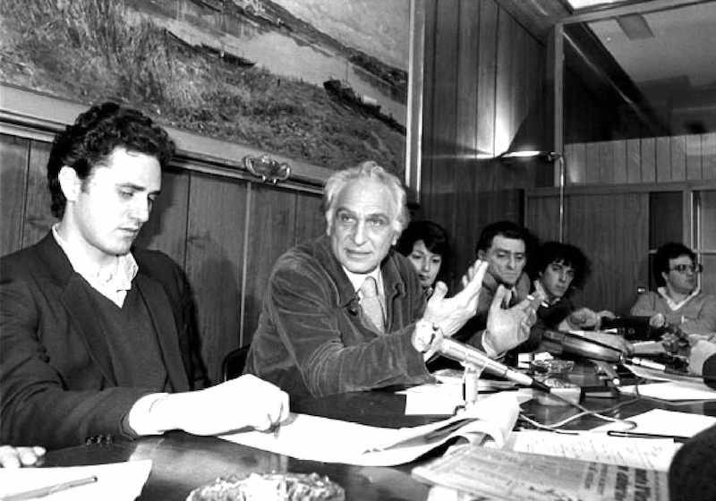 Marco Pannella (al centro nella foto), rieletto segretario del Partito radicale il 26 ottobre 1981.