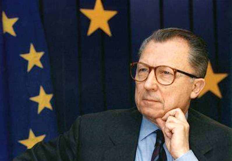 Jacques Delors, presidente della Commissione europea dal gennaio 1989.