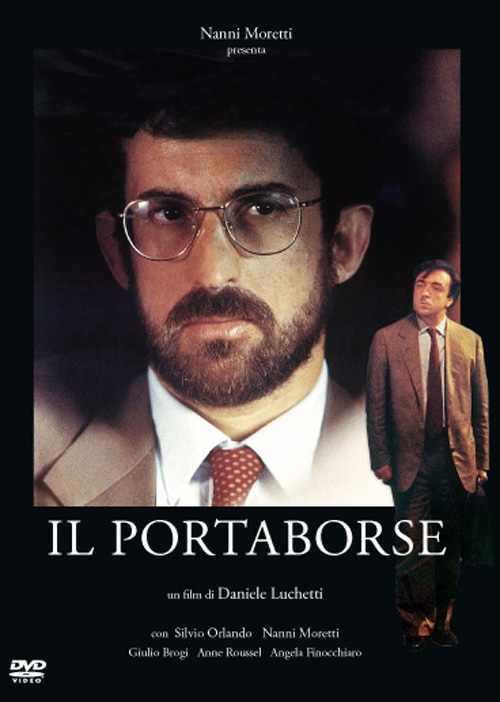 Locandina del film "Il portaborse" di Luchetti, uscito nelle sale il 5 aprile 1991.
