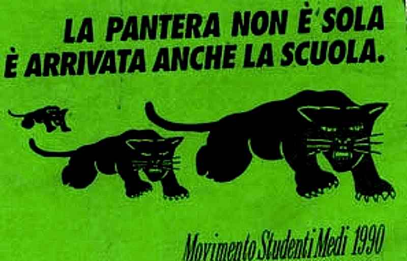 Manifesto del movimento studentesco della "pantera" nel gennaio 1990.