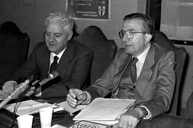 Salvo Lima (a sinistra) con Giulio Andreotti, di cui era luogotenente in Sicilia.