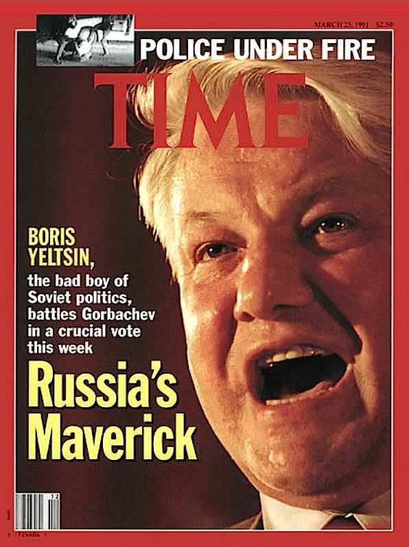 La copertina di Time dedicata a Boris Eltsin, eletto presidente della Repubblica russa il 12 giugno 1991.