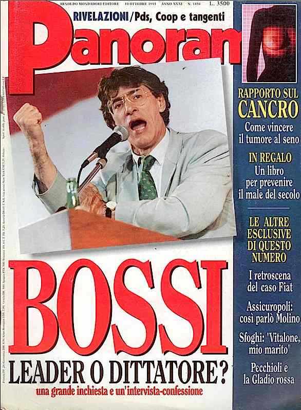 La copertina di Panorama dell'ottobre 1993 dedicata al leader della Lega Umberto Bossi.